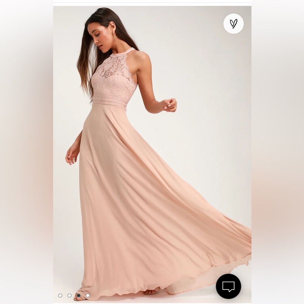 LULUS Dance All Evening Blush Pink Lace Maxi Dress. Size XS & S.